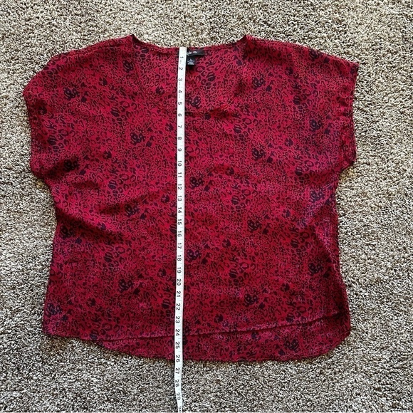 Style & Co red black animal print sheer blouse large - Picture 7 of 7